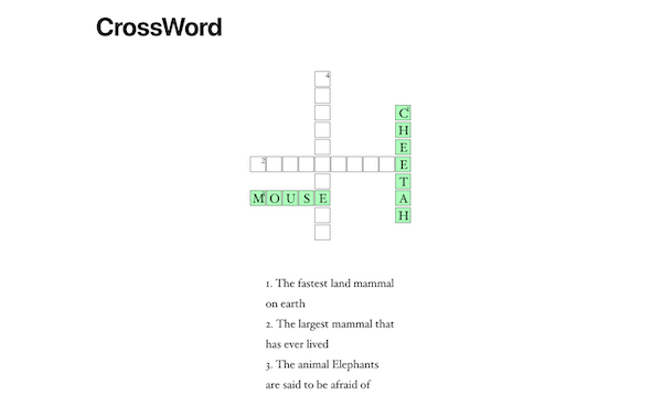 An example of a live crossword