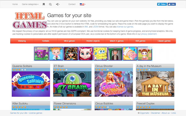 Html games is a great option if you're willing to host other people's games