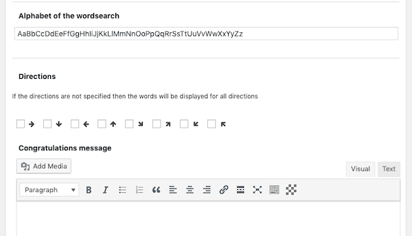 Some more options to change for the word search plugin
