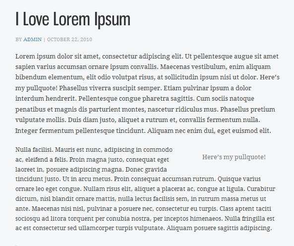 pullquote screenshot of pullquote WordPress plugin