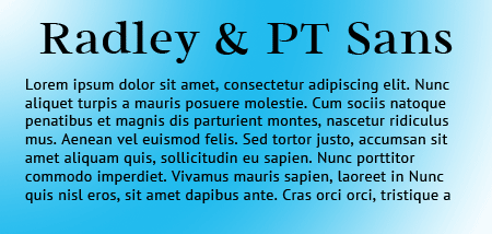 RadleyPTSans Radley and PT Sans Google Fonts