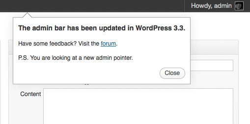 WordPress 3.3 Admin Tooltips