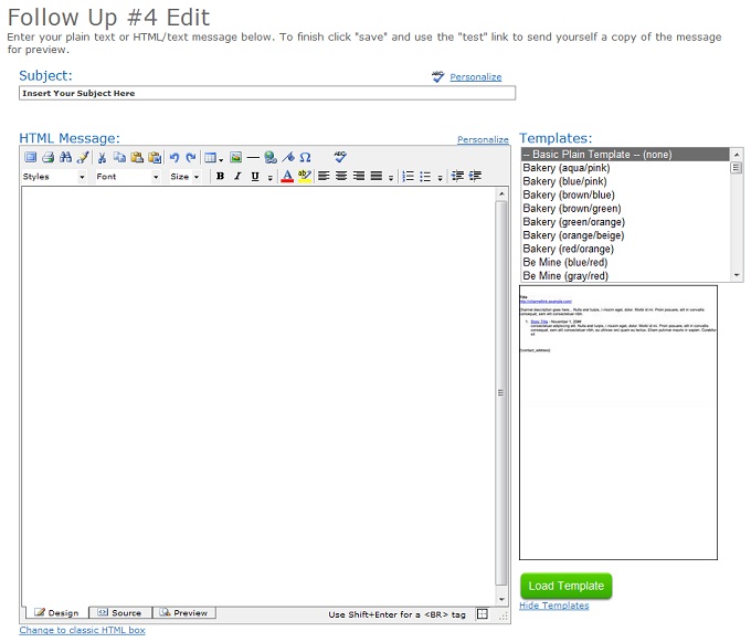 AWeber Text Editor