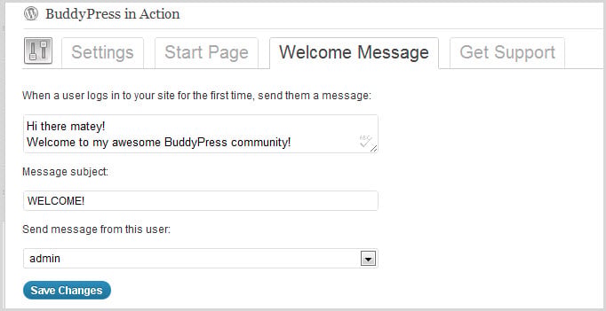 bpwelcomepack BuddyPress Welcome Pack Start Message