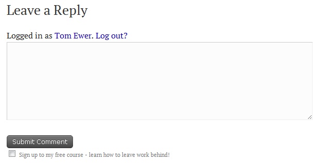 AWeber Comments Form Subscription Option