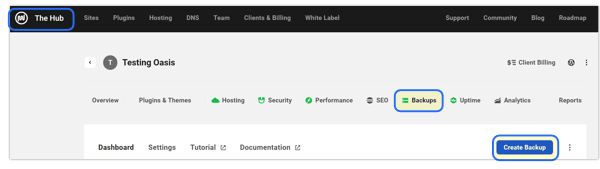 Backup files in the Hub