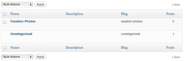 Categories List