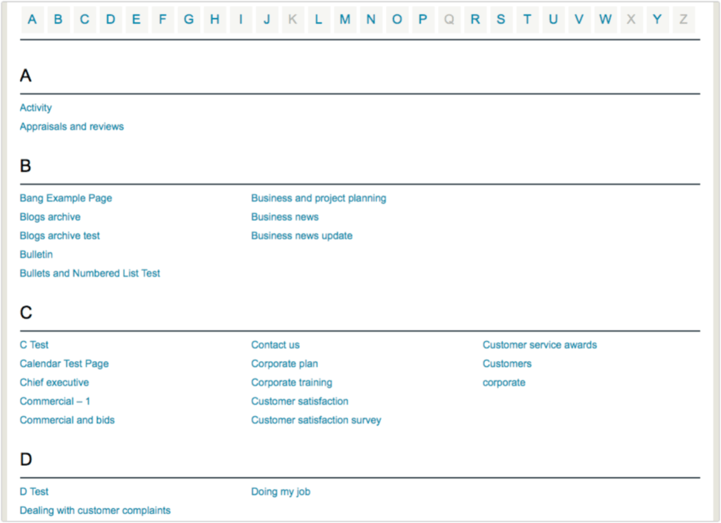a to z listing screenshot