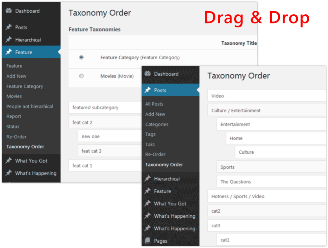 Category order plugin screenshots