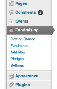 Fundraising General Settings Menu in WordPress