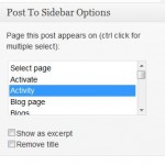 WordPress Sidebar - Screenshot of Post to Sidebar plugin