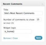 WordPress Sidebar - Screenshot of Widget Logic plugin