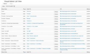 WordPress Menu Tree List View WordPress Menu Tree-Screenshot of Visual Site Manager list view