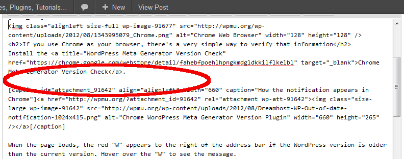 Corresponding HTML After Switching Back From Visual Editor