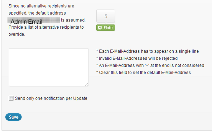 Mail On Update Default Email