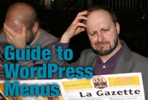 Beginner's Guide to WordPress Menus-Two men confused while reading French menu