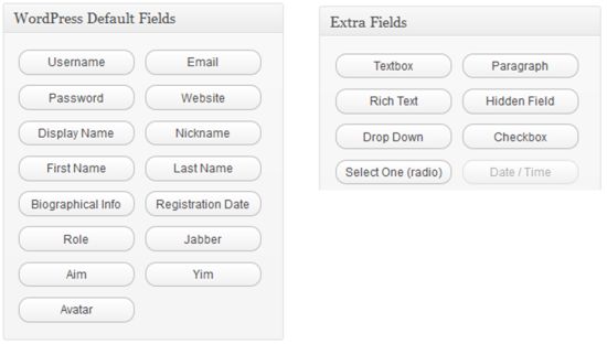 WordPress User Plugin \- Screenshot of User Meta default fields