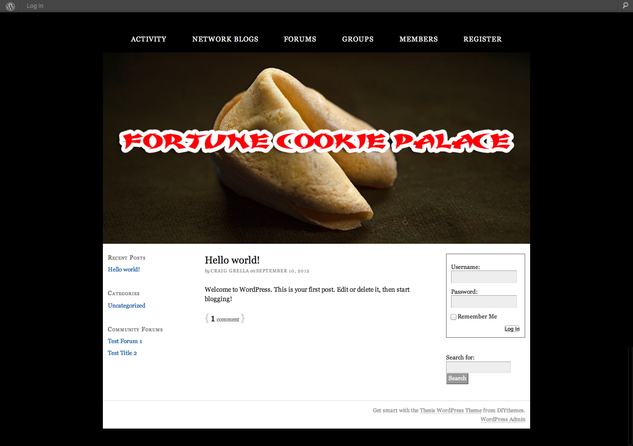 Finished Site Image Thesis BuddyPress integration Post image