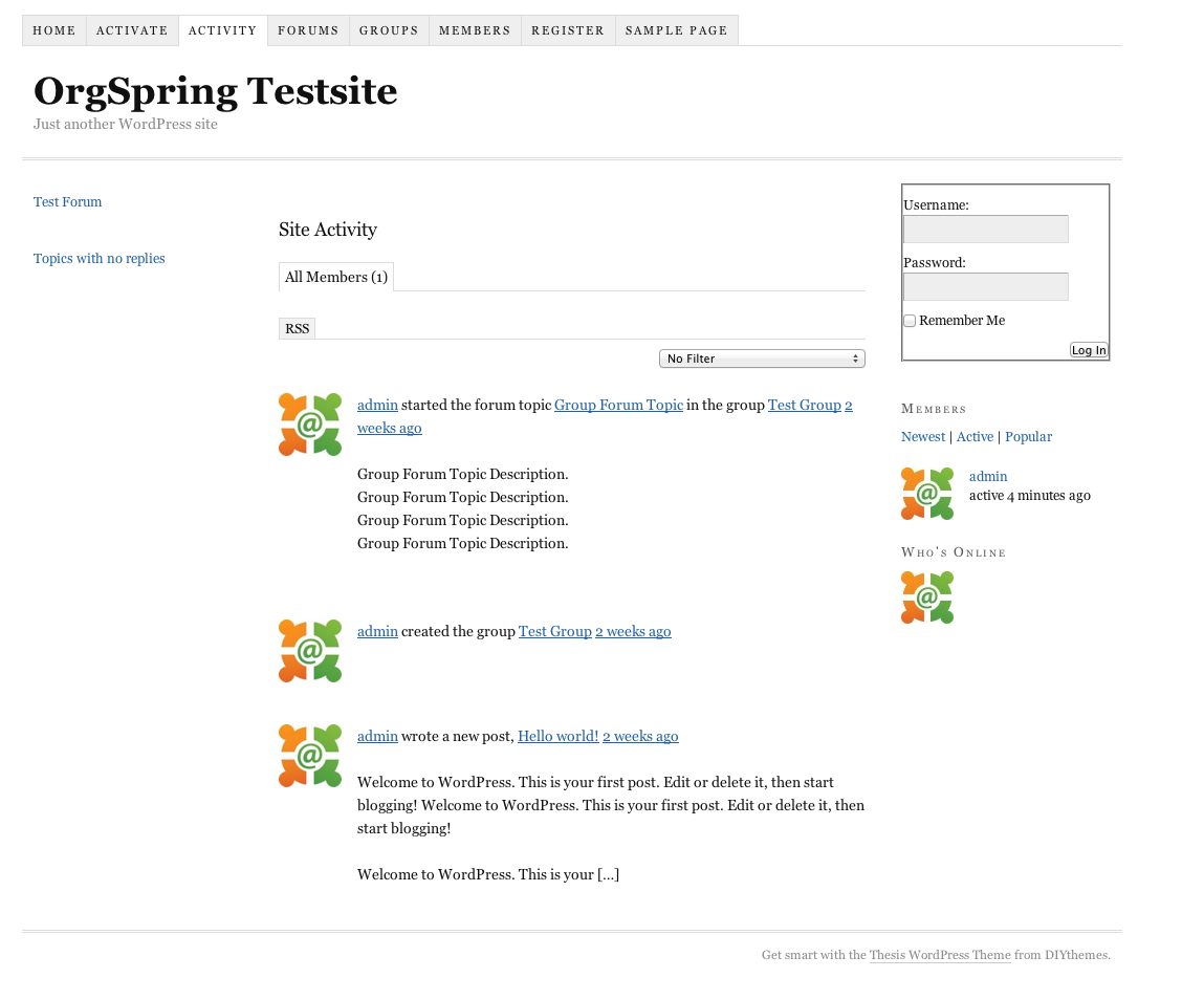 Site Activity BP Child Theme BP Thesis Child Theme Site Activity Screen