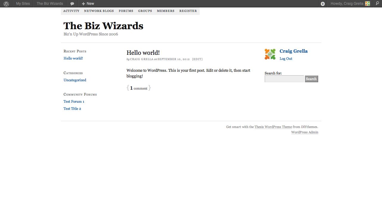 WEbsite without styling - thesis buddypress integration Post image