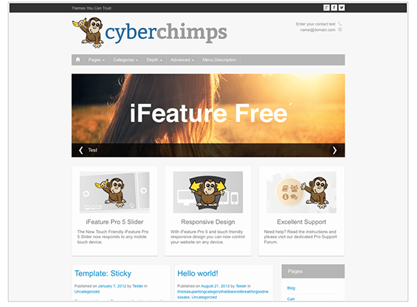 the iFeature theme header.