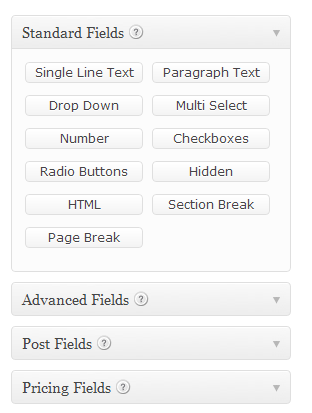 Gravity Forms - Standard Fields