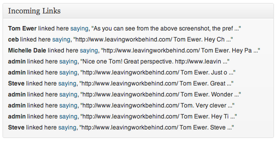 Incoming Links Incoming Links