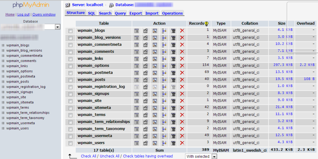Portable phpMyAdmin List Of Database Tables - WordPress Plugin Danger Portable phpMyAdmin List Of Database Tables - WordPress Plugin Danger