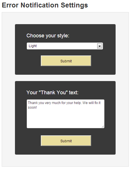WordPress Error Reporting Plugin - Error Notification Settings