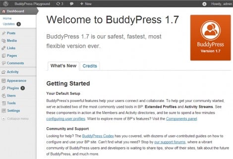 welcome-screen The new BuddyPress wecome screen