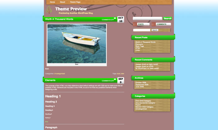Nature WordPress theme