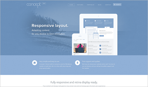 Concept 2 flat WordPress theme
