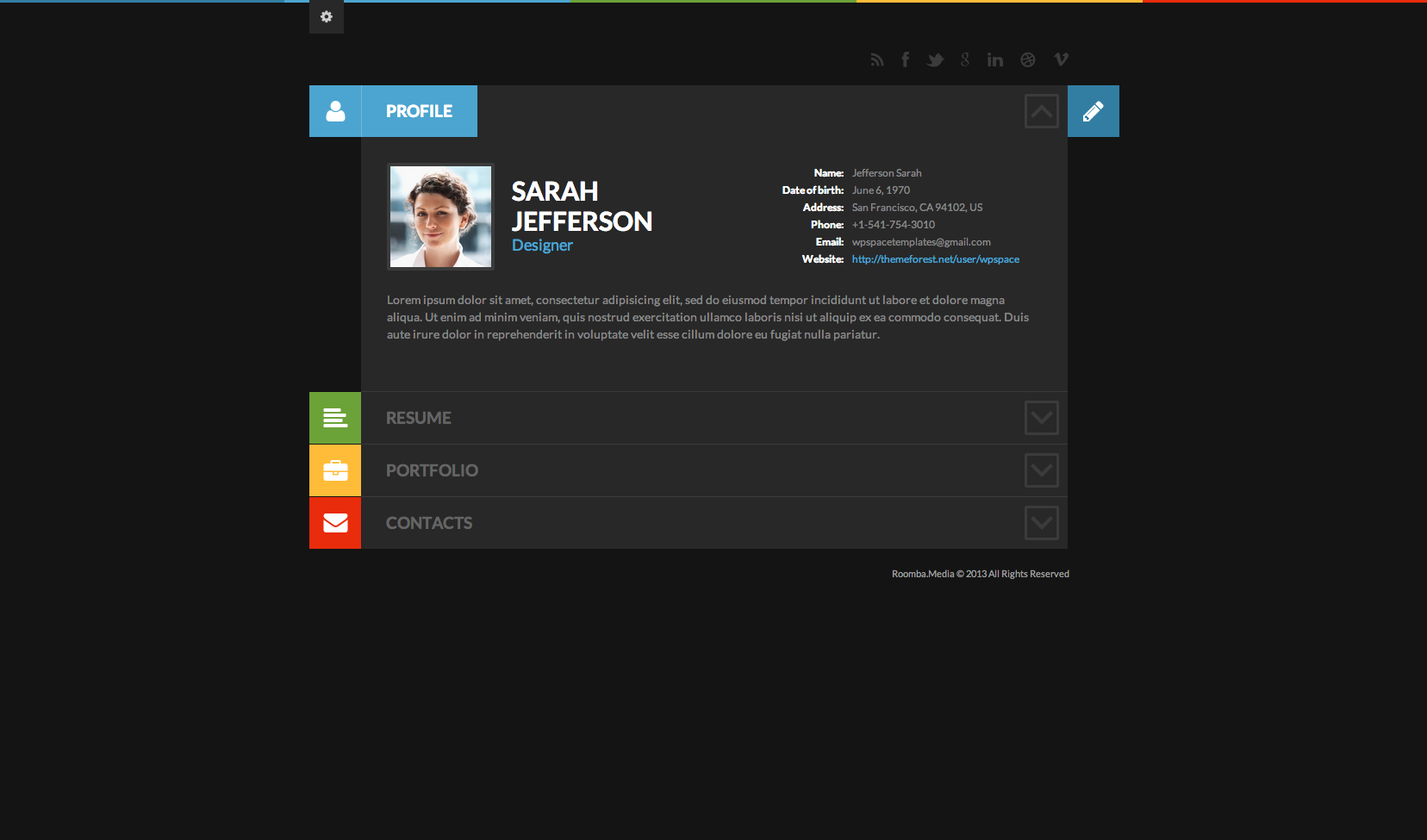 ShiftCV flat WordPress theme