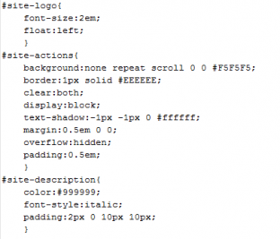 WordPress theme - stylesheet excerpt