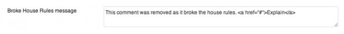 Screen grab showing the new opition to update the broke rules message