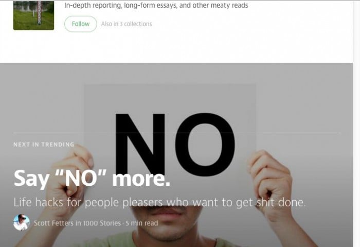 Screenshot of the next post teaser on the Medium website