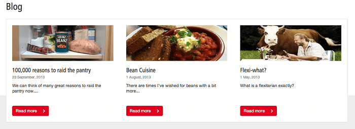Screen grab of a "blog" component where the most recent blog is over 5 months old