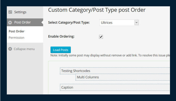 The custom post categories being organized.