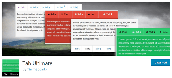 Header of Tab Ultimate from wp.org