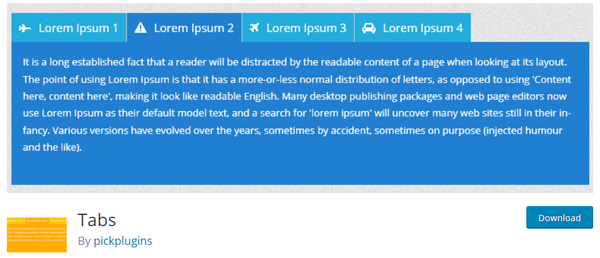 Header of Tabs taken from wp.org