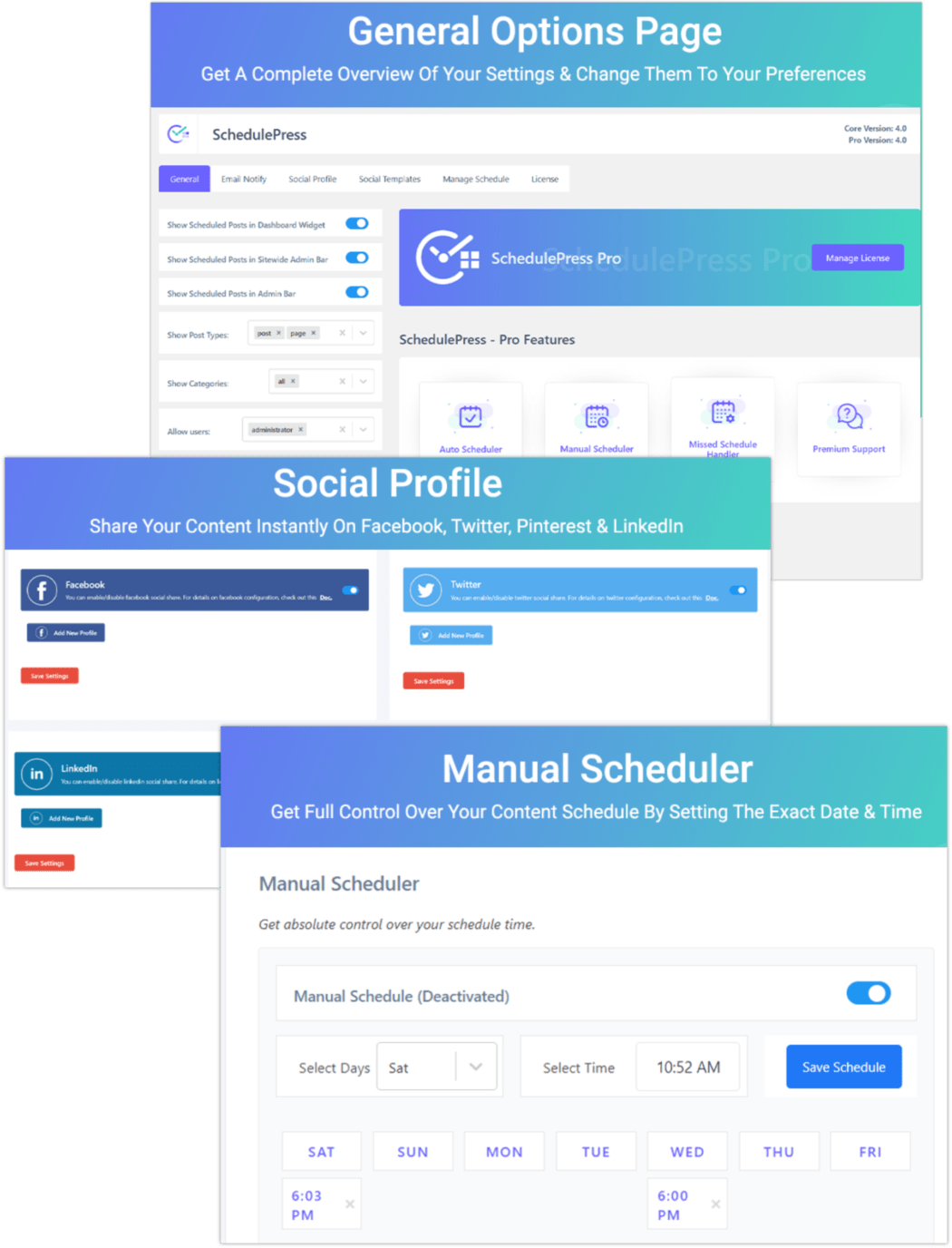SchedulePress screenshots.