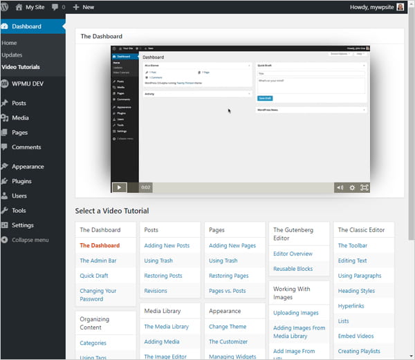 select a video tutorial