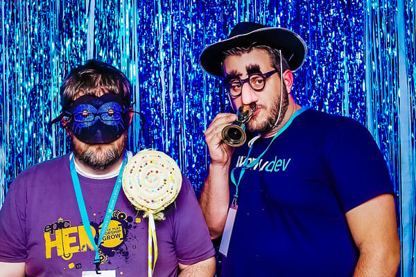 WPMU DEV CTO Aaron Edwards at WordCamp Austin in 2014, obviously having the time of his life!