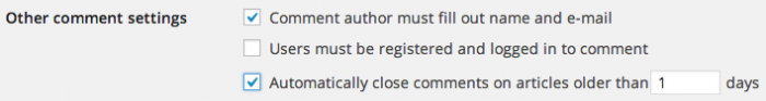 Partial screenshot of the Discussion Settings