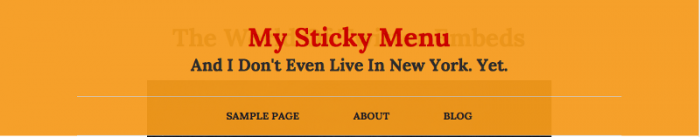 Screengrab of the default styling of the sticky header