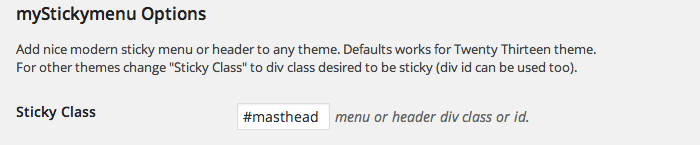 Screengrab of the Sticky Class option