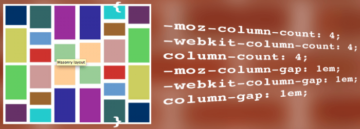 Masonry image next to CSS for column-counts
