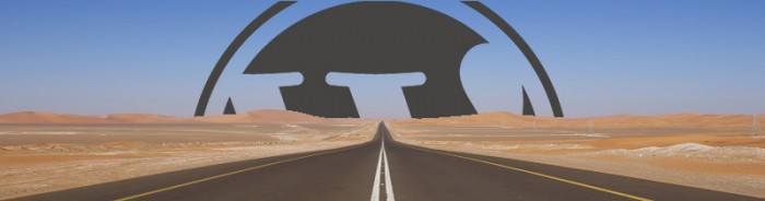 A long straight highway with a WordPress logo at the end.