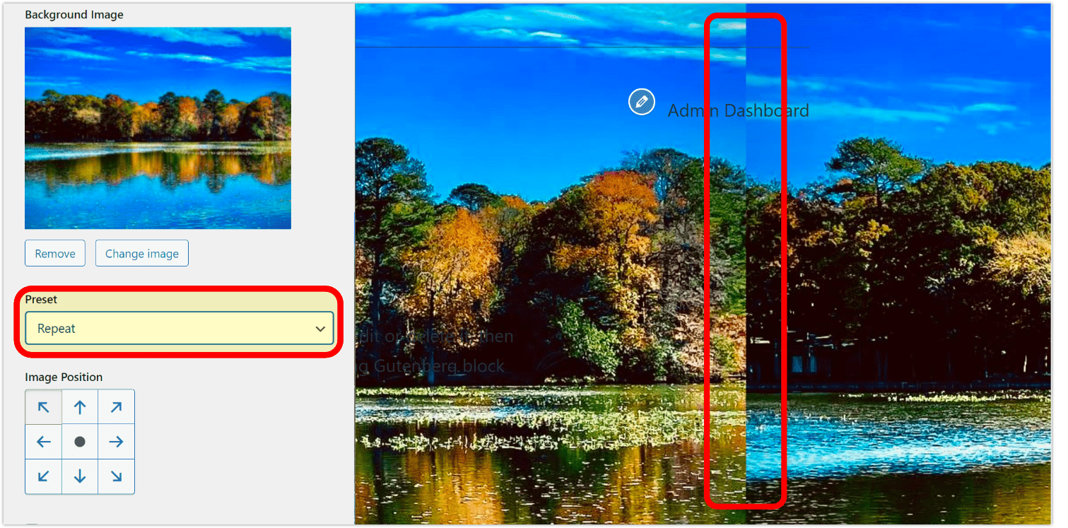 Default WP background settings