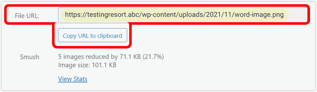 Media library copy to clipboard